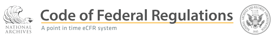 Title banner for the eCFR from the eCFR homepage with the logo for NARA.