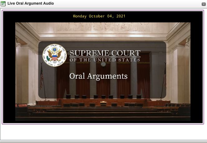 Screenshot of oral arguments player on supremecourt.gov 